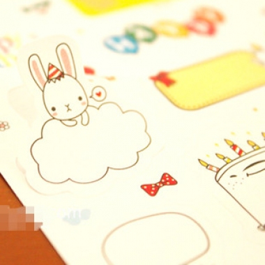 DIY日记相册必备 可爱小兔 纸质贴纸 2张一袋